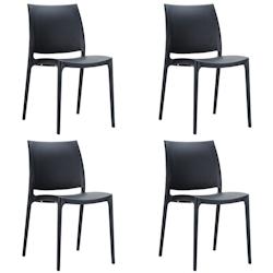 SIESTA EXCLUSIVE Lot de 4 chaises d’extérieur Maya Noir - noir plastique polypropylène SP-SI-025BL_0
