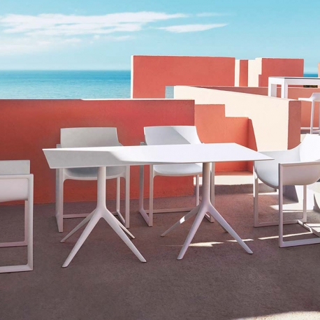Table de restaurant MARI-SOL Double 4 - Rectangulaire, double base 4 pieds, aluminium et HPL - Intérieur & extérieur_0