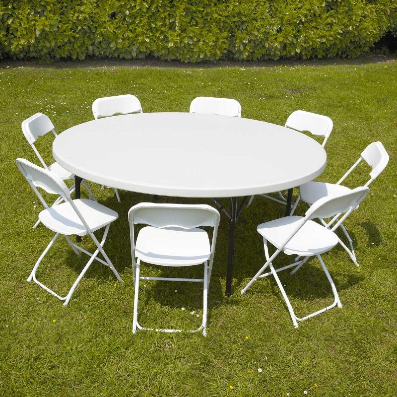 Table ronde et chaises pliantes 10 places 180cm pehd_0