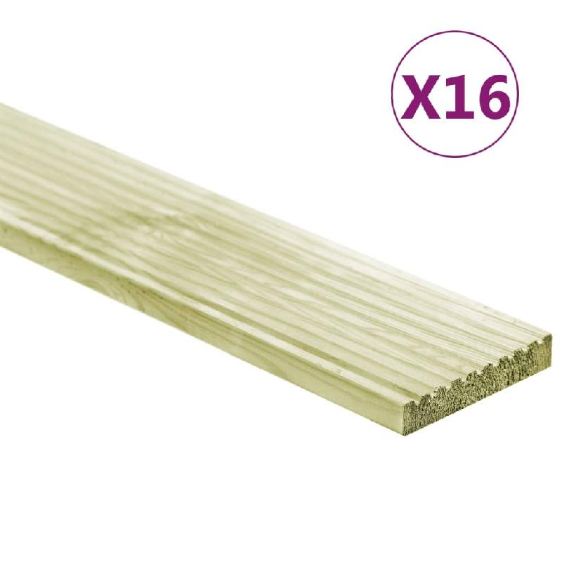 Vidaxl panneaux de terrasse 16 pcs 2,32 m² 1 m pin massif imprégné 3107763_0