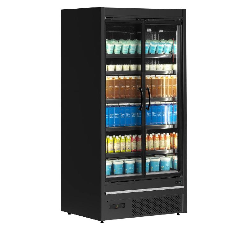 Vitrine réfrigérée combinable 2 portes - étagères profondes - 821L - Noir | Tefcold - MDCB937HB_0