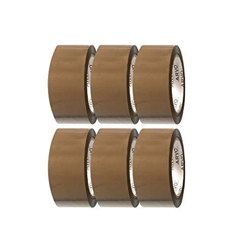 Ruban adhésif marron 48mm x 60m - paquet de 6 - faible bruit pour emballage, expédition et déménagement_0