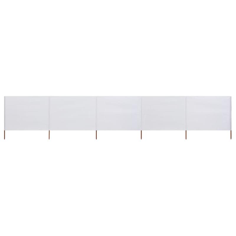 BRISES-VUE PARAVENT 5 PANNEAUX TISSU 600 X 80 CM BLANC SABLE 02_0008831_0