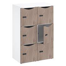 Casier de bureau Lockers 6 cases - Corps blanc, portes orme - H 132,9 cm_0
