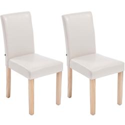 CLP Lot de 2 Chaises de salle à manger Ina similicuir avec pieds en Bois Crème/Nature - beige polyester 181502104_0