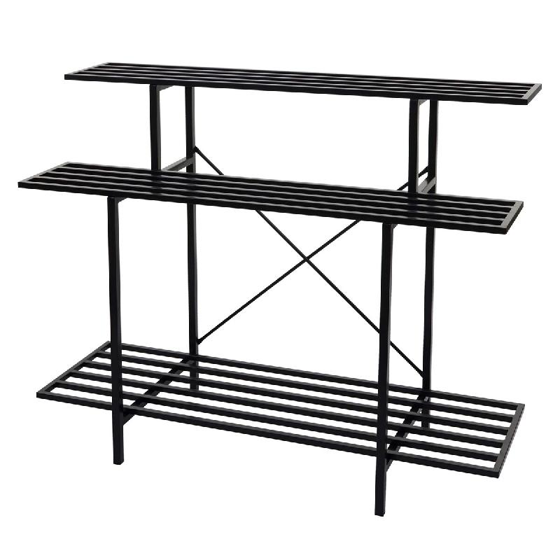 Décoshop26 - Étagère à plantes escalier support à fleurs 3 étagères acier noir 100x120x44 cm 04_0008696 - 3000262679744_0