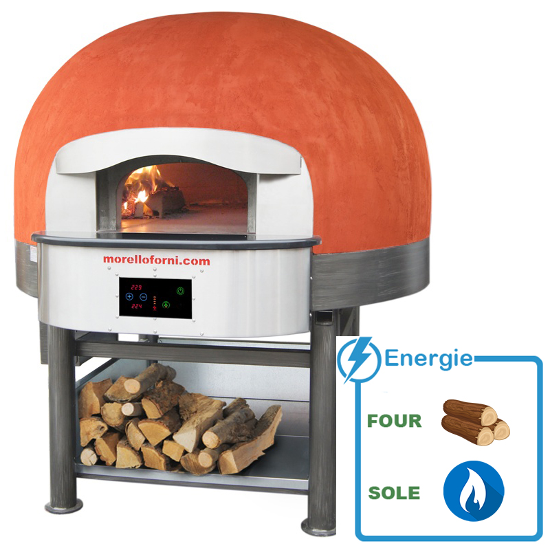 Four à pizza statique, avec fonctionnement à bois principalement, et un système auxiliaire de chauffage de la sole au gaz - morello forni - ligne mix_0