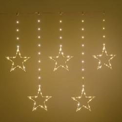 Guirlandes stalactite à piles 80xH86cm 5 Étoiles 80 Micro-LED 8 animations Timer extérieur IP44 Lotti - jaune 8024199076419_0