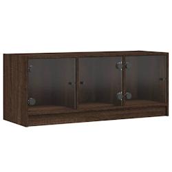 Helloshop26 - Meuble TV multimédia étagère télévision buffet téléviseur salle à manger salon chambre avec portes en verre chêne 102 02_002691_0