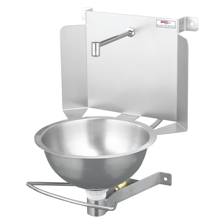 Lavabo Dosseret Écarté - Acier Inoxydable 304L - Vasque Demi-Sphérique 250 ou 300 mm - Modèle Mural - Commande Fémorale - Bobet Matériel_0