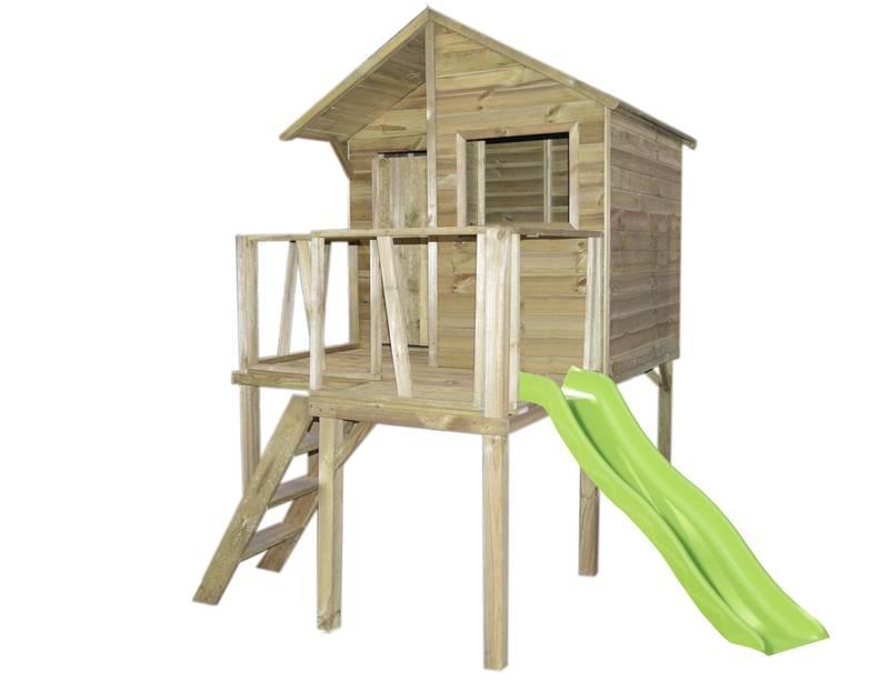 Maisonnette sur pilotis Victor - bois - échelle et toboggan - surface hors tout 6m²_0