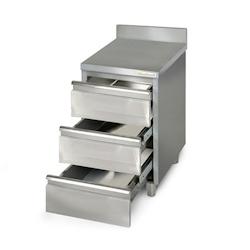 Meuble bas inox 500 x 600 mm adossée avec 3 tiroirs PREMIUM / GOLDINOX - gris inox MT356A_0