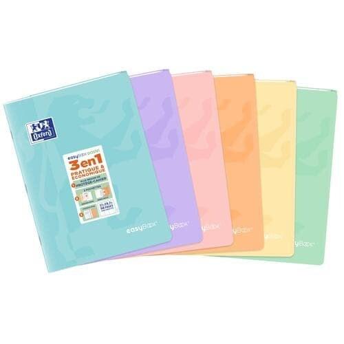 Oxford Lot de 10 Cahier EasyBook Pastel piqué A4, 96p./48 feuilles 90g/m², Séyès, coloris assortis (6) - 3020120205793_0