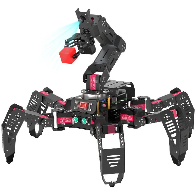 ROBOT DE CONSTRUCTION ET PROGRAMMATION HEXAPODE HIWONDER SPIDERPI PRO AVEC BRAS ROBOTIQUE AI VISION RASPBERRY PI 4B 4 GO_0