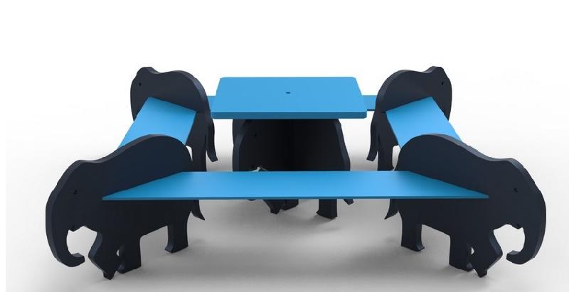 Table + banc en contreplaqué bouleau - COMPTINE_0