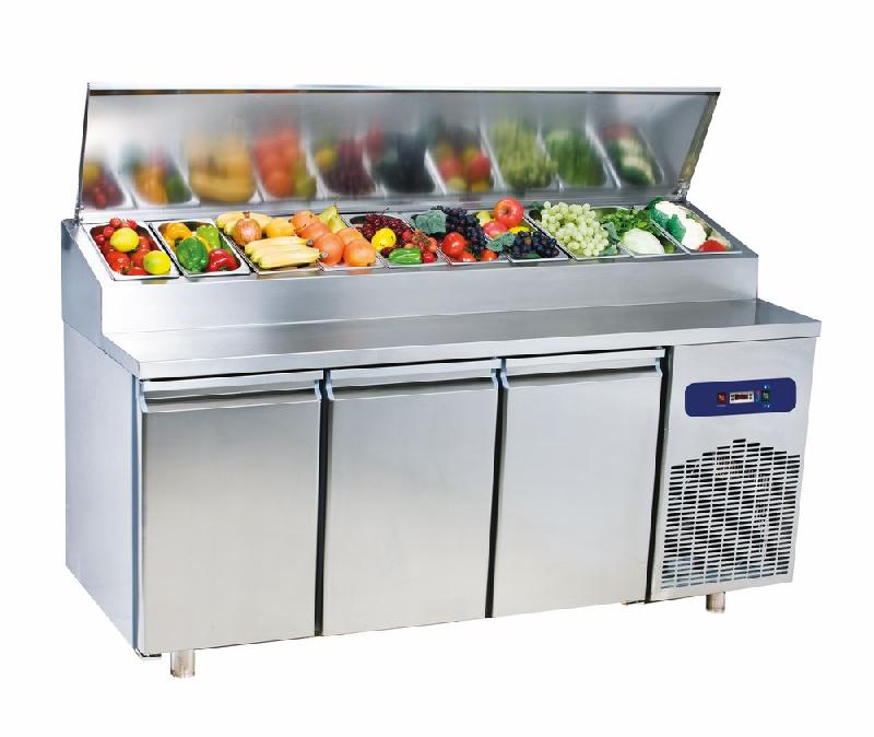 Table de préparation réfrigérée avec 3 portes gn 1/1, 10x gn 1/3 h=150 mm, +2°/+8°c - CCZ0006/F_0