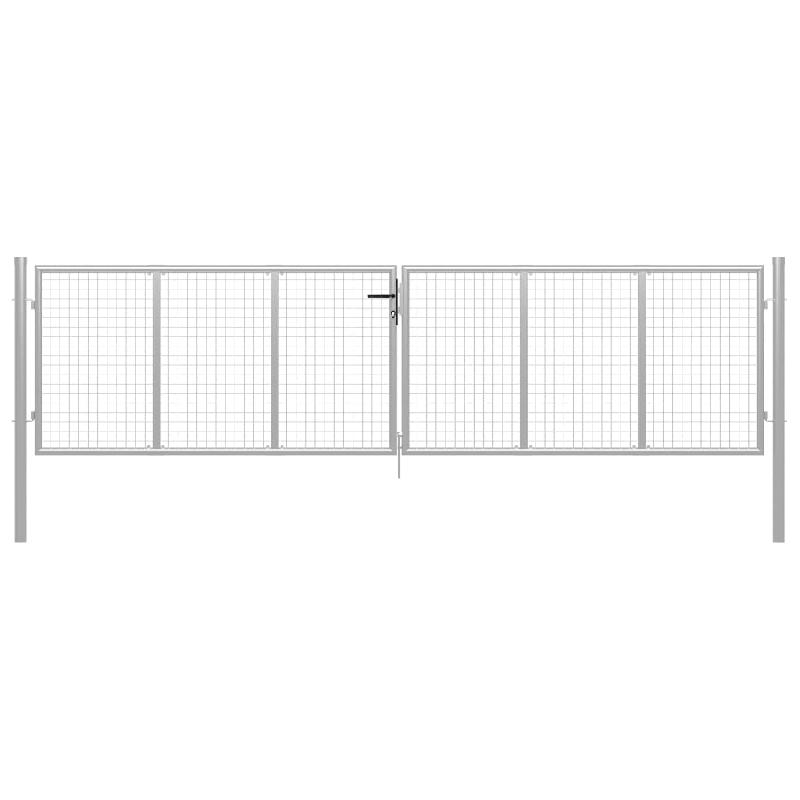 Vidaxl porte de jardin acier galvanisé 415x150 cm argenté 144299_0