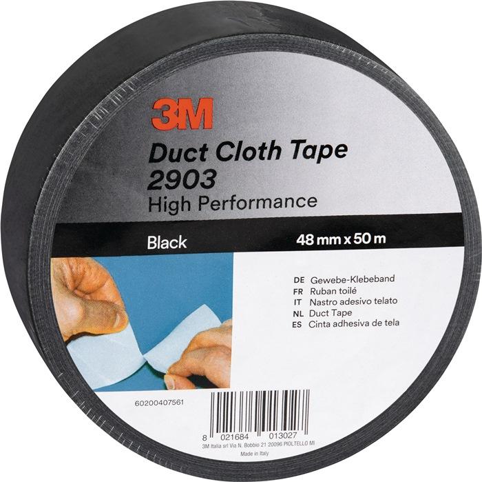 Adhésif toilé Scotch® 2903 noir - rouleau 50 m x 48 mm - 3M, revêtement PE et haute résistance_0