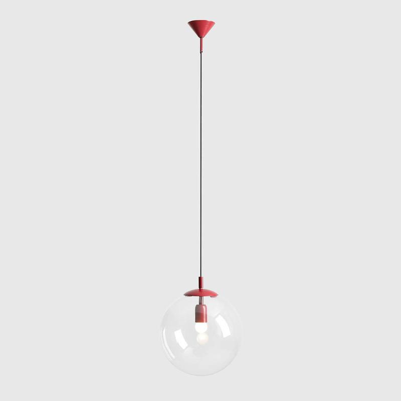 ALDEX SUSPENSION NOHR AVEC ABAT-JOUR EN VERRE, ROUGE VIN/TRANSPARENT