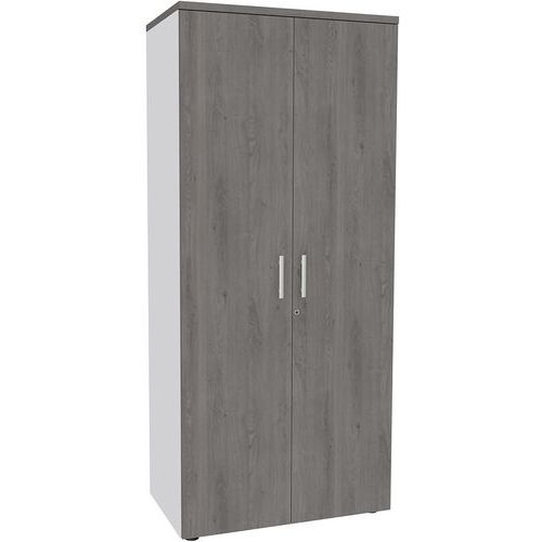 ARMOIRE HAUTE 180X80 4 TAB. MÉTAL DS CHÊNE GRIS/BLANC - SIMMOB