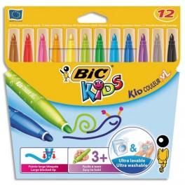 BIC POCHETTE DE 12 FEUTRES À DESSIN POINTE EXTRA-LARGE ENCRE LAVABLE CONTE VISACOLOR 1161