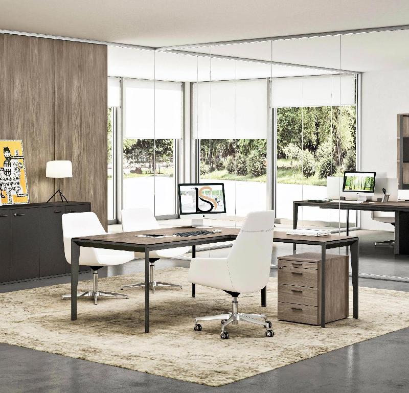 Bureau Manager avec retour X5 - Officity. - 200, Anthracite, Gris_0