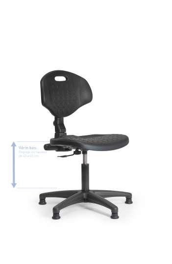 Chaise d'atelier en polyuréthane - contact permanent - vérin bas - patins - stylcpvbp_0