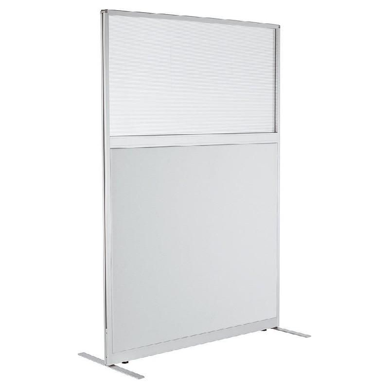 CLOISON KOUSTIC MIXTE TISSU ACOUSTIQUE ET TRANSLUCIDE -  L.120 X H.170 CM- BLANC ET TRANSLUCIDE.