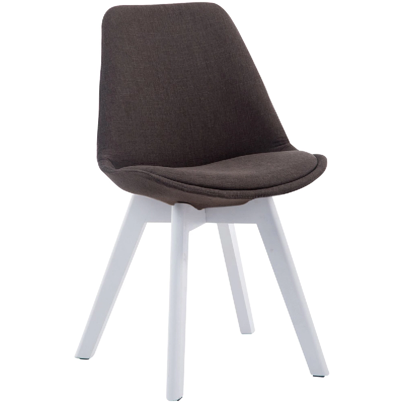Décoshop26 - Chaise de salle à manger x1  design scandinave en tissu gris foncé et piètement à 4 pieds en bois blanc 10_0003314 - blanc 3000251516401_0