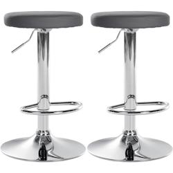 Décoshop26 - Lot de 2 tabourets de bar design simple avec assise en synthétique gris et cadre métal chromé TDB10692 - gris 3002475532694_0