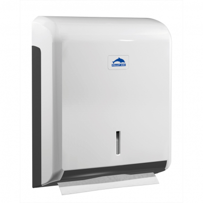Distributeur papier essuie-mains - Grand modèle - Capacité 400 à 600 feuilles - Blanc et gris - Matière ABS_0
