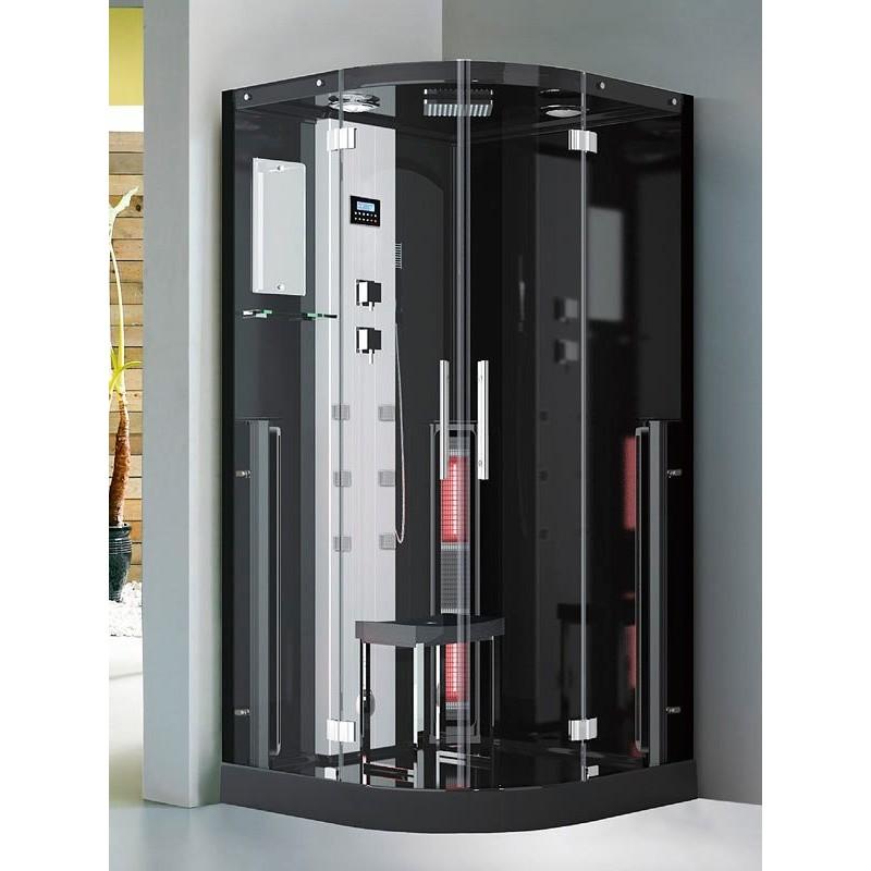 DOUCHE BOREAL® INFRASTEAM 100C ANGULAIRE 100X100 - HAMMAM + INFRAROUGE_0