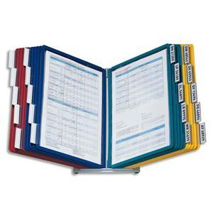 Durable pupitre de table Vario - 20 pochettes A4 contours assortis avec onglets d'indexation en bristol blanc_0
