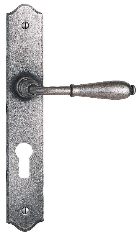 ENSEMBLE DOUBLE BÉQUILLE RÉHAUSSÉS SUR PLAQUE NEVERS FER CÉMENTÉ CLÉ I - BOUVET - ES69IB632