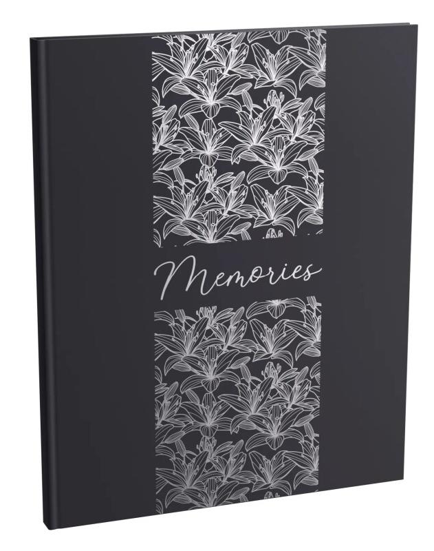 Exacompta - Réf. 47093E - 1 Livre d'or TITANE - Grand format vertical 27 x 22 cm - Couverture en papier soft touch - Inscription Memories - Tranche a_0