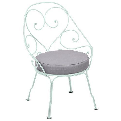 FAUTEUIL CABRIOLET 1900 MENTHE GLACIALE COUSSIN GRIS FLANELLE - FERMOB
