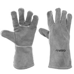 Gants de soudeur Anti chaleur Cuir extra souple Taille 10 Manchette confort 15cm VITO - gris 3663936040433_0