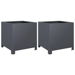 Helloshop26 - Jardinière bac lit surélevé plantes fleurs jardin terrasses lot de 2 40 x 40 x 40 cm acier anthracite 02_0038948 - 3000217963614_0