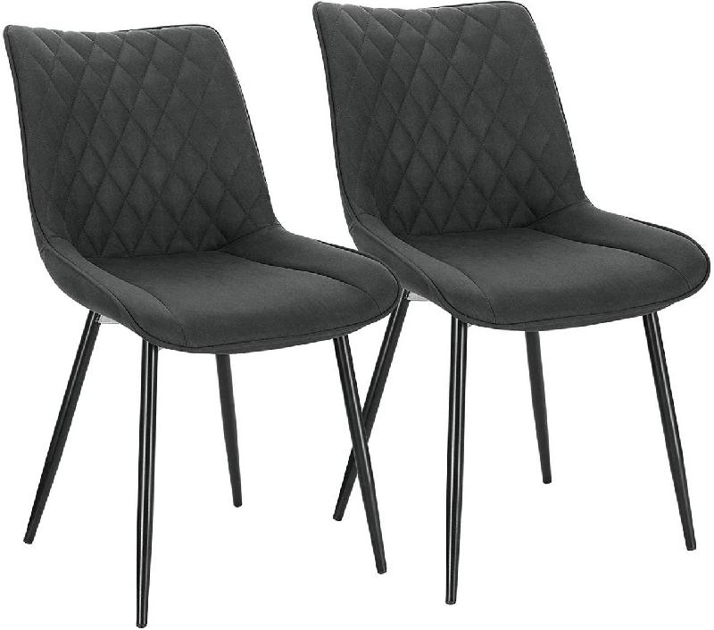 LOT DE 2 CHAISES DE SALLE À MANGER CHAISES DE CUISINE ASSISE EN TISSU PIED EN MÉTAL ANTHRACITE 19_0000187_0