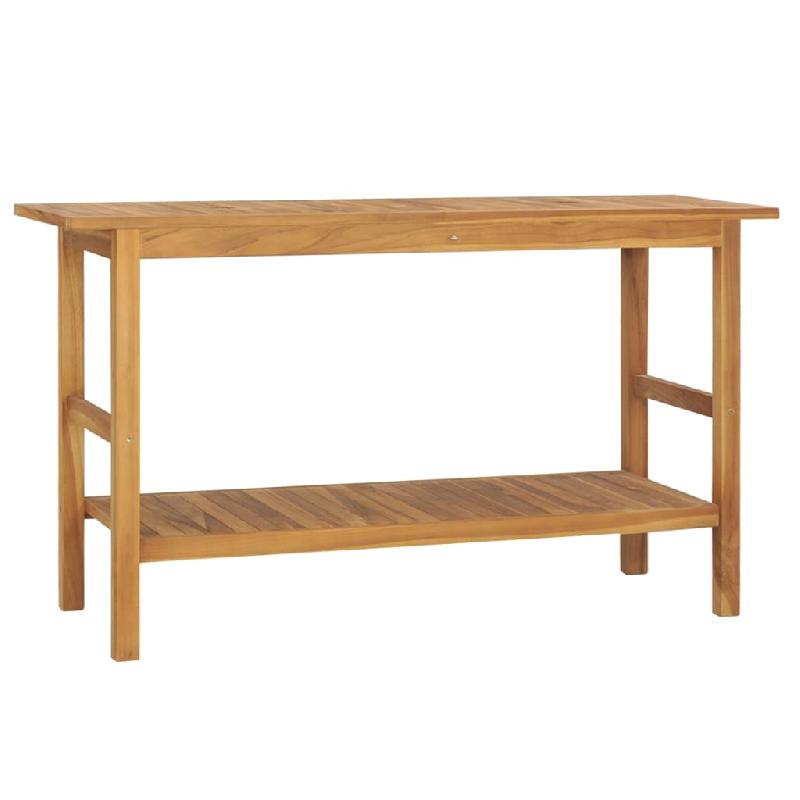 Meuble de salle de bain en bois de teck massif 132 x 45 x 75 cm avec paniers - Réf 02_0006855_0