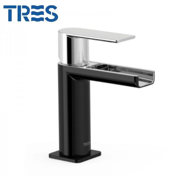 MITIGEUR LAVABO ROBINET CASCADE NOIR CHROME - TRES 20011001NE