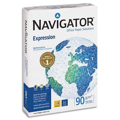 PAPIER NAVIGATOR EXPRESSION - BLANC - A4 - 90 GRAMMES - RAMETTE DE 500 FEUILLES - LOT DE 5