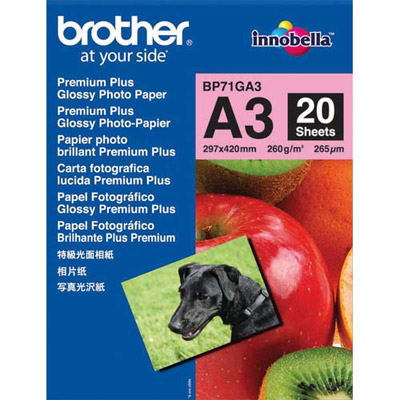PAPIER PHOTO BROTHER BP71GA3 - A3 - 260G - PAQUET DE 20 FEUILLES