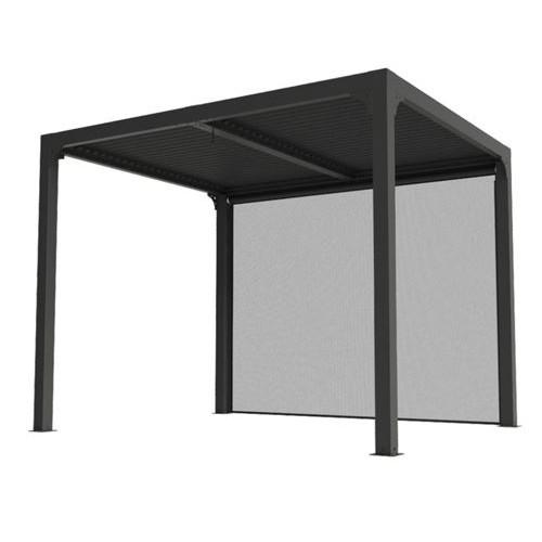 PERGOLA BIOCLIMATIQUE AUTOPORTANTE ALUMINIUM GRIS - 2,40 X3 M - RIDEAU 7,20M2 HABRITA