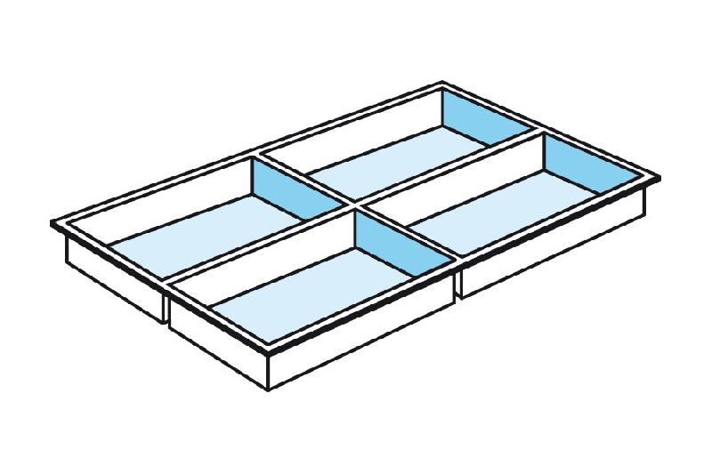 Plateau de compartimentage 4 cases pour tiroir TP3 - dimensions 245x325x25 mm - 0,45 kg_0