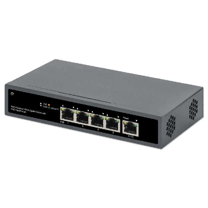 Commutateur Gigabit à 5 ports avec PoE Passthrough - 65W PoE, Desktop/Wall-mount - Bravour®_0