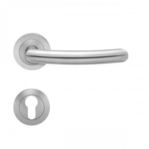 POIGNÉES DE PORTE SUR ROSACES RONDES SÉRIE ER 26 SYLT - INOX SATINÉ -CLÉ I KARCHER DESIGN