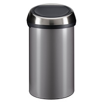 POUBELLE 60 LITRES BRABANTIA TOUCH BIN RONDE INOX PLATINIUM