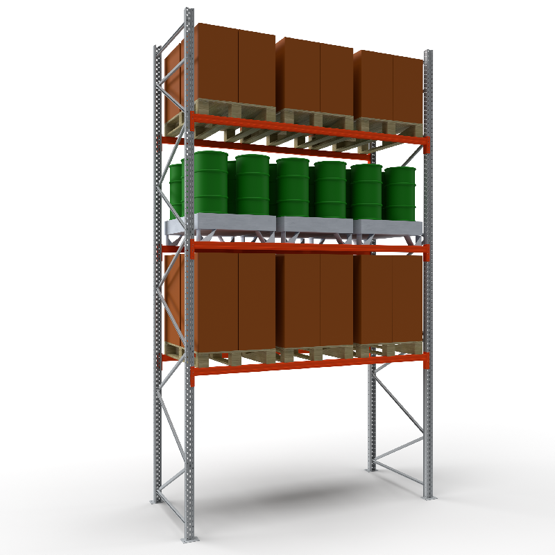 Rayonnage à palettes acier 2700 x 1100 mm - 3 niveaux - Charge 3000 kg/niveau_0