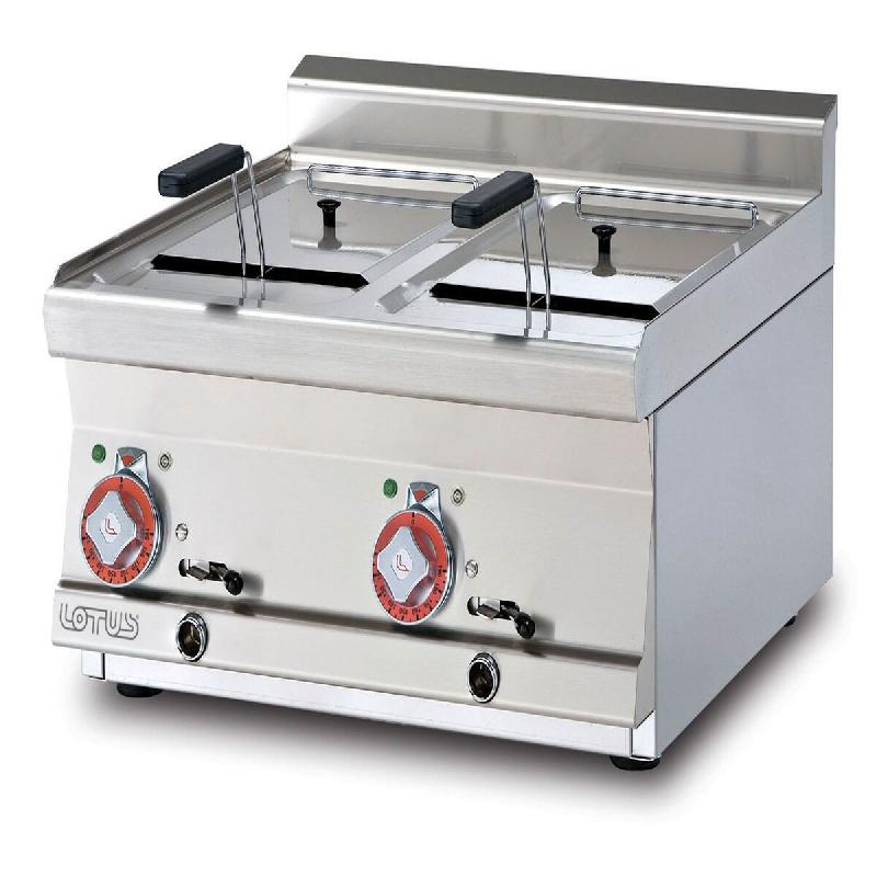Redcook Friteuse électrique triphasée 2 bacs 10+10 litres avec filtre et couvercle dimensions cm 60x60 h28 modèle F2/10T-66ET - 2283_0